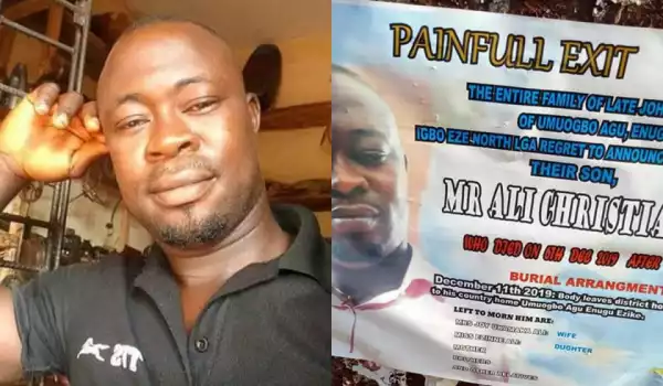 Nigerian man mourns death of a friend, Christian Ali who slips into coma a day after his wedding